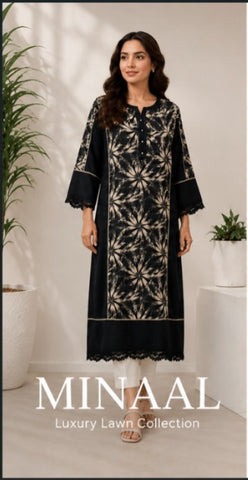 Black Printed Lawn Shirt
