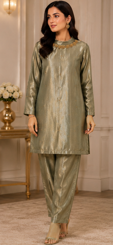 Champagne Green Lava Silk Shirt