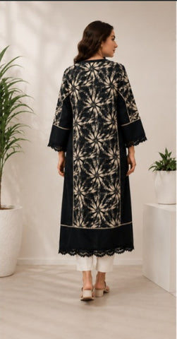 Black Printed Lawn Shirt