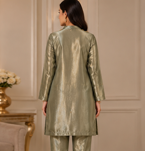 Champagne Green Lava Silk Shirt