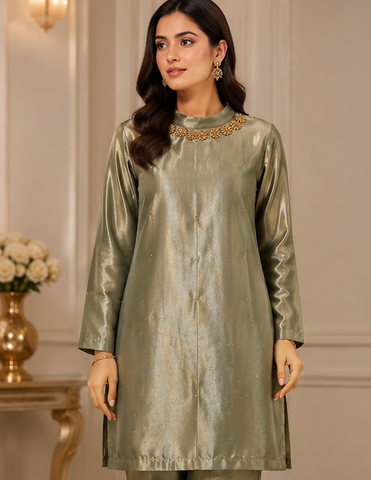 Champagne Green Lava Silk Shirt