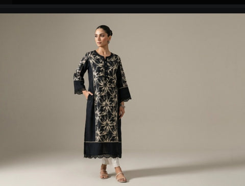 Black Printed Lawn Shirt