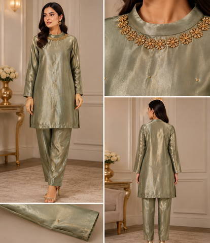 Champagne Green Lava Silk Shirt