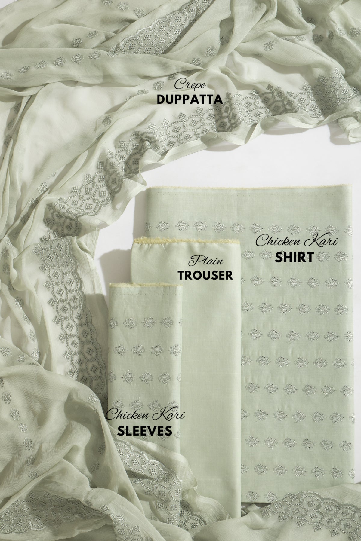 Pistachio Cotton 3-Piece Chicken Karhi Suit | Dupatta Gali