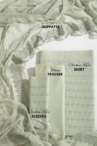 Pistachio Cotton 3-Piece Chicken Karhi Suit | Dupatta Gali