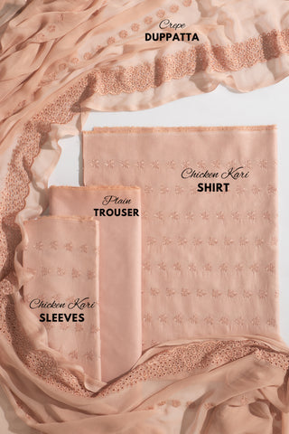Pink Cotton 3-Piece Chicken Karhi Suit | Dupatta Gali