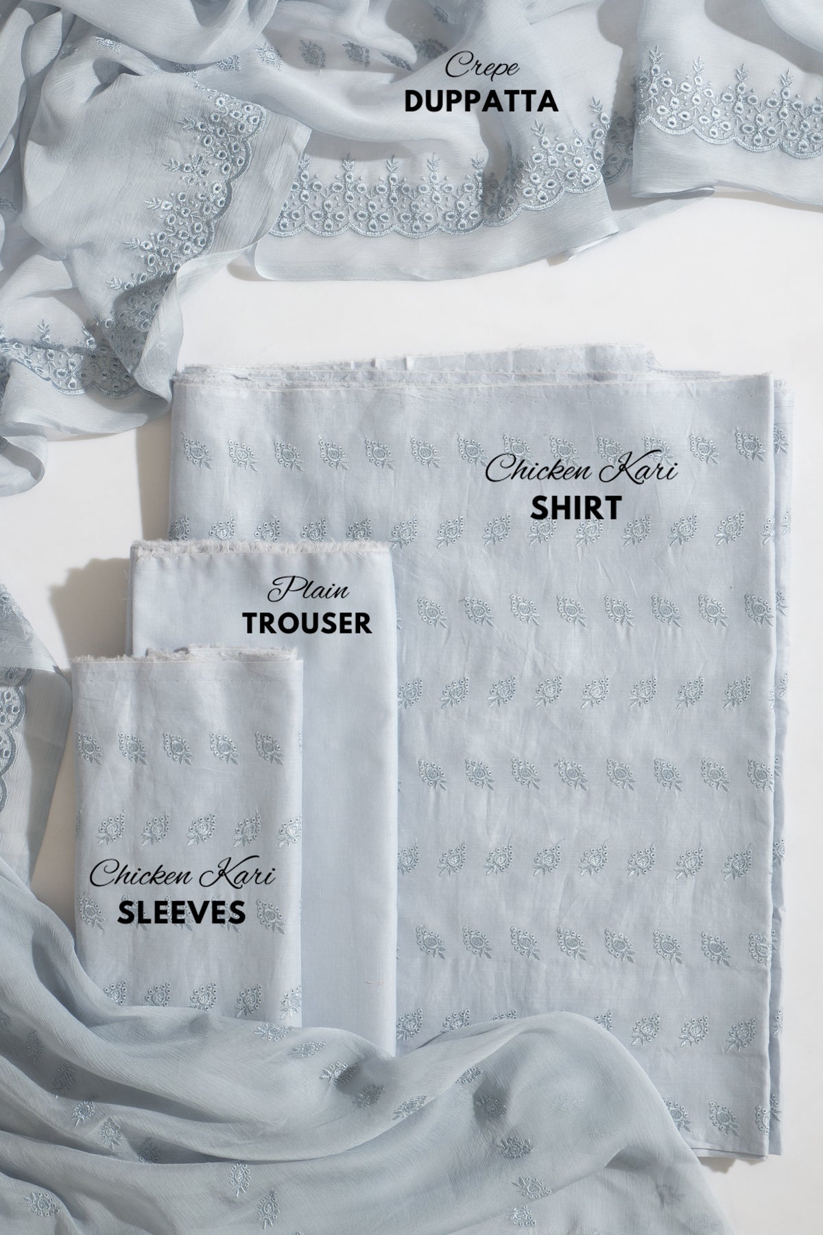 Aesh White Cotton 3-Piece Chicken Karhi Suit | Dupatta Gali