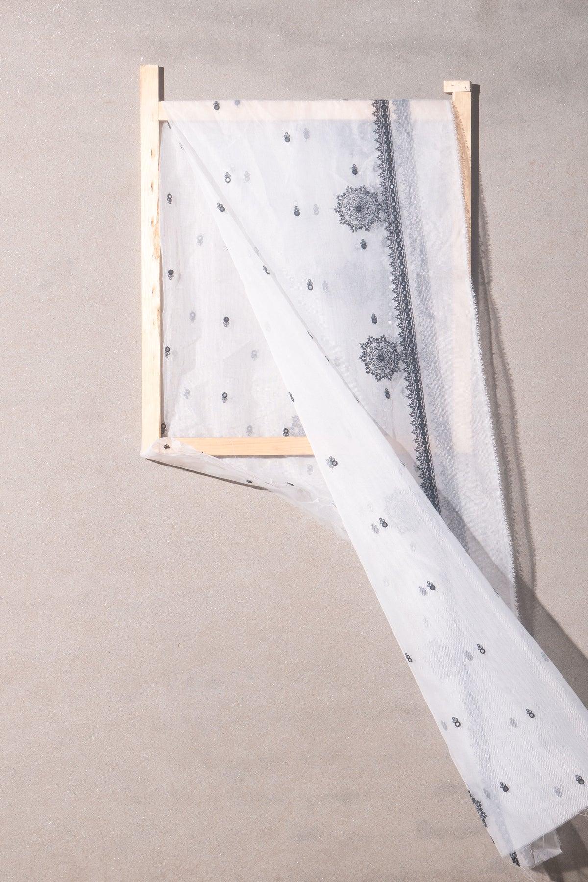 White Dupatta Printed Organza | Dupatta Gali