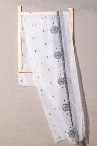 White Dupatta Printed Organza | Dupatta Gali