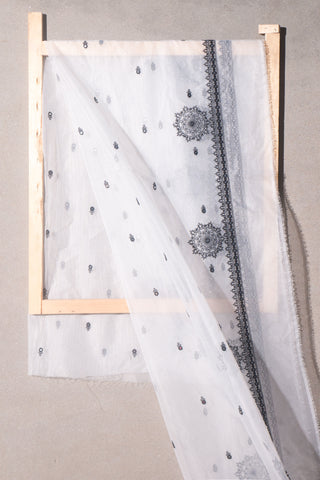 White Dupatta Printed Organza | Dupatta Gali