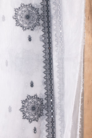 White Dupatta Printed Organza | Dupatta Gali