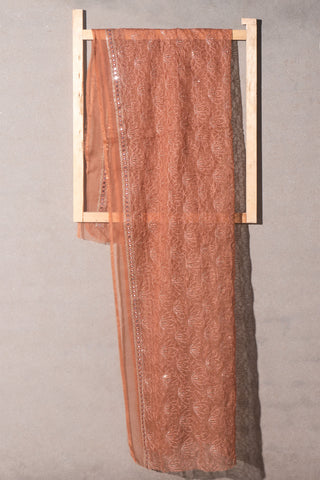 Light Brown Dupatta Printed Chiffon | Dupatta Gali