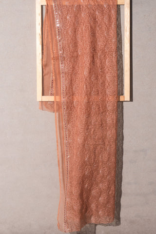 Light Brown Dupatta Printed Chiffon | Dupatta Gali