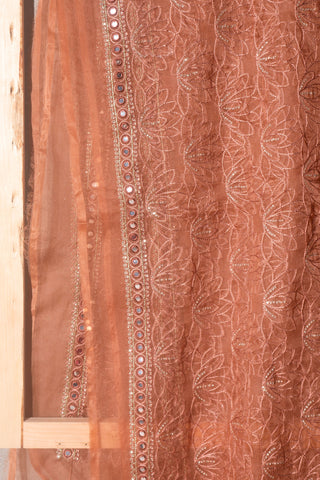 Light Brown Dupatta Printed Chiffon | Dupatta Gali