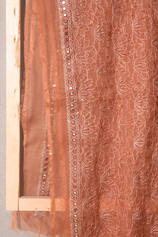 Light Brown Dupatta Printed Chiffon | Dupatta Gali