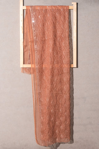 Light Brown Dupatta Printed Chiffon | Dupatta Gali