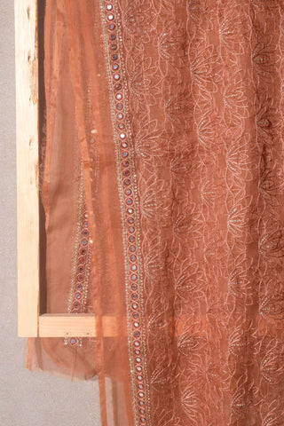 Light Brown Dupatta Printed Chiffon | Dupatta Gali