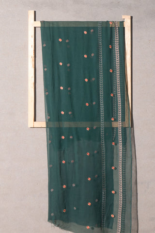 Green Cotton Net Dupatta Printed | Dupatta Gali