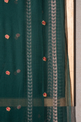 Green Cotton Net Dupatta Printed | Dupatta Gali