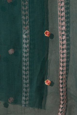 Green Cotton Net Dupatta Printed | Dupatta Gali