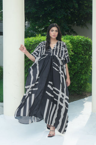 Black Silk Digitital Printed Kaftan