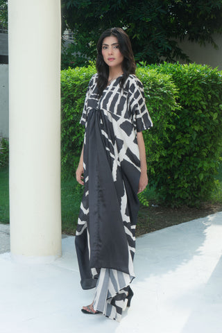 Black Silk Digitital Printed Kaftan