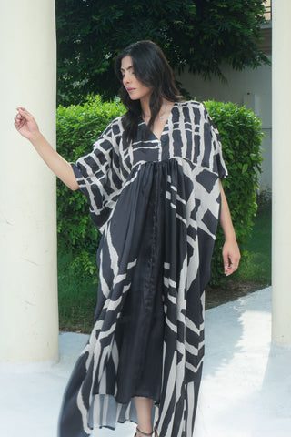 Black Silk Digitital Printed Kaftan