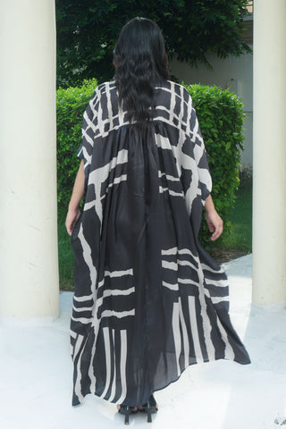 Black Silk Digitital Printed Kaftan