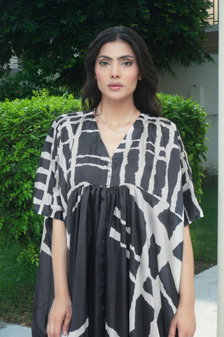 Black Silk Digitital Printed Kaftan
