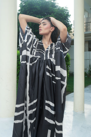 Black Silk Digitital Printed Kaftan