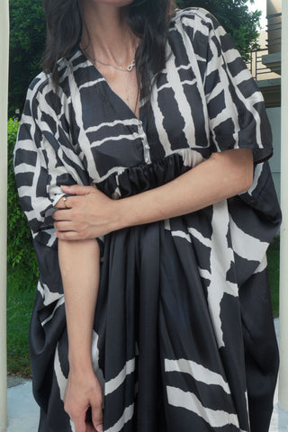 Black Silk Digitital Printed Kaftan