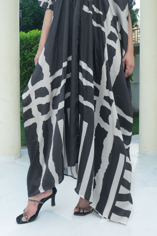 Black Silk Digitital Printed Kaftan