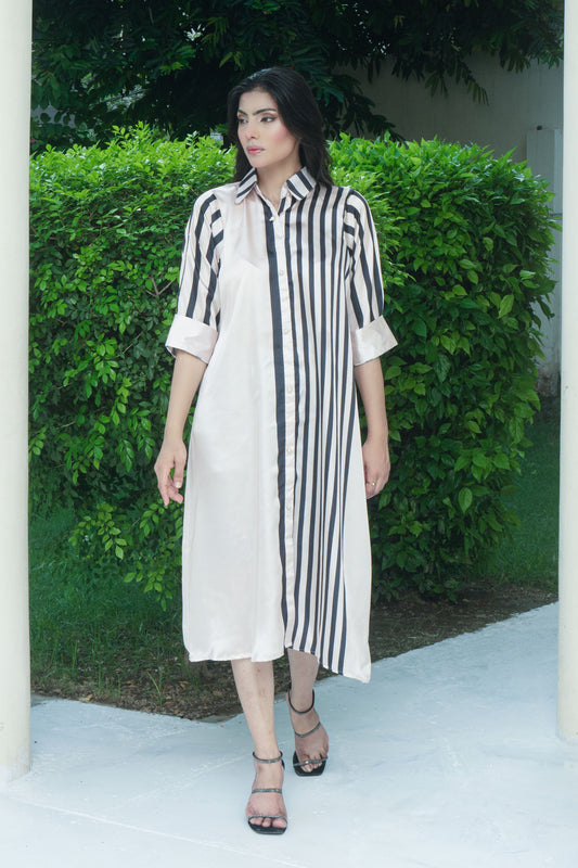 Peach Silk Digitital Printed long Shirt