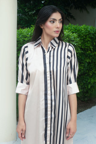 Peach Silk Digitital Printed long Shirt