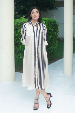 Peach Silk Digitital Printed long Shirt