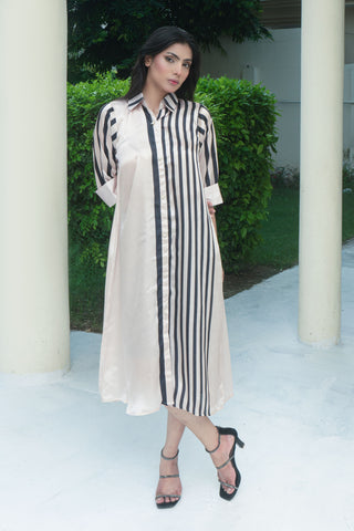 Peach Silk Digitital Printed long Shirt