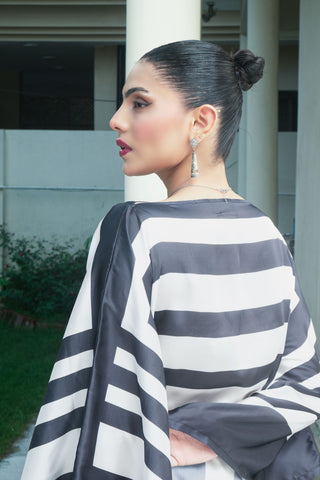 Black and white Silk Digitital Printed Kaftan