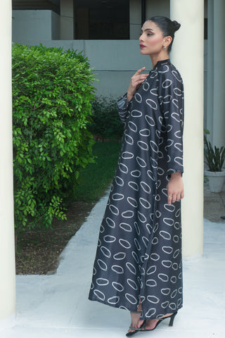 Black Silk Digital Printed long Shirt