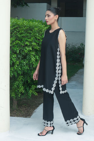 Black  Embroided  Cotton Co-ord 2PC