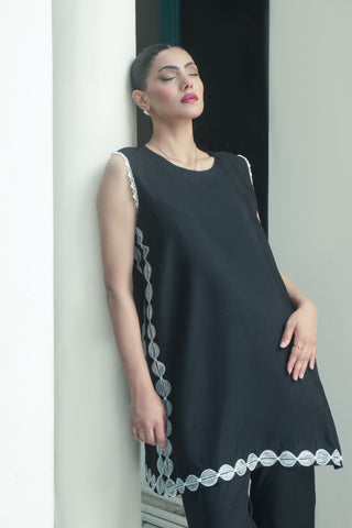 Black  Embroided  Cotton Co-ord 2PC