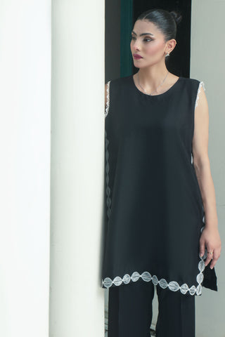 Black  Embroided  Cotton Co-ord 2PC