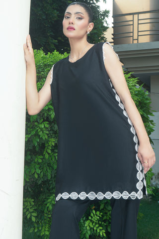 Black  Embroided  Cotton Co-ord 2PC