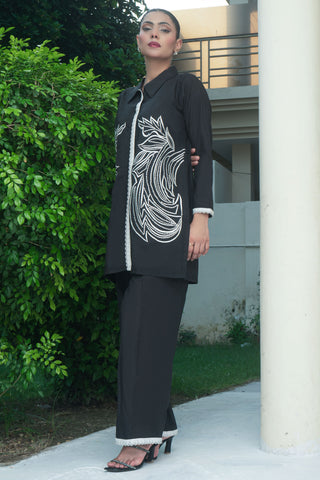 Black  Embroided  Cotton Co-ord 2PC
