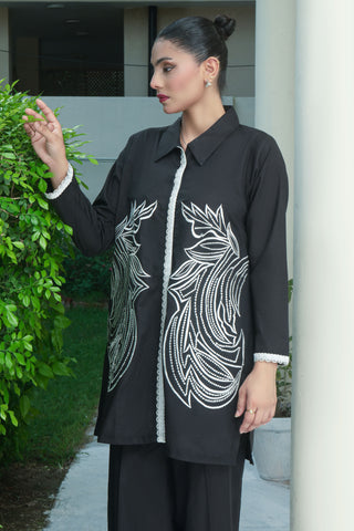 Black  Embroided  Cotton Co-ord 2PC