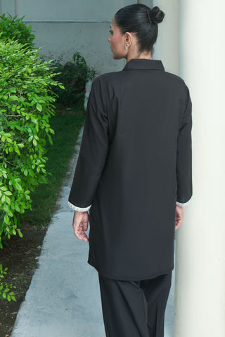Black  Embroided  Cotton Co-ord 2PC