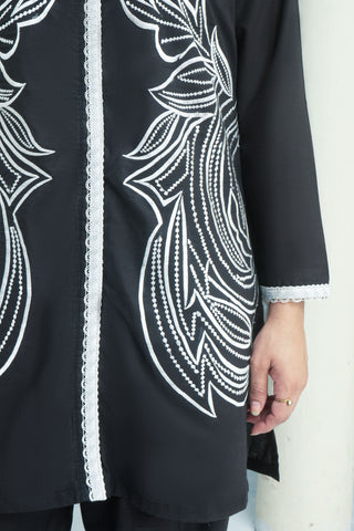 Black  Embroided  Cotton Co-ord 2PC