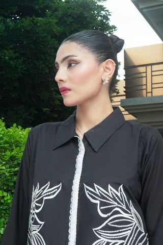 Black  Embroided  Cotton Co-ord 2PC