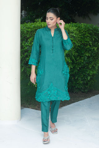 Green Viscose emroided 2 PC