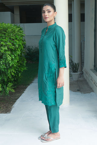 Green Viscose emroided 2 PC