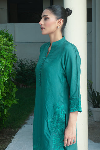 Green Viscose emroided 2 PC